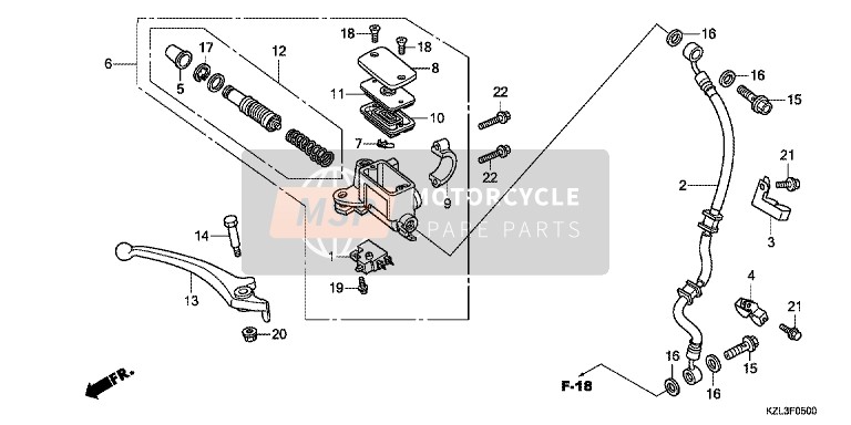 Honda NSC110 2014 FR. Brake Master Cylinder for a 2014 Honda NSC110